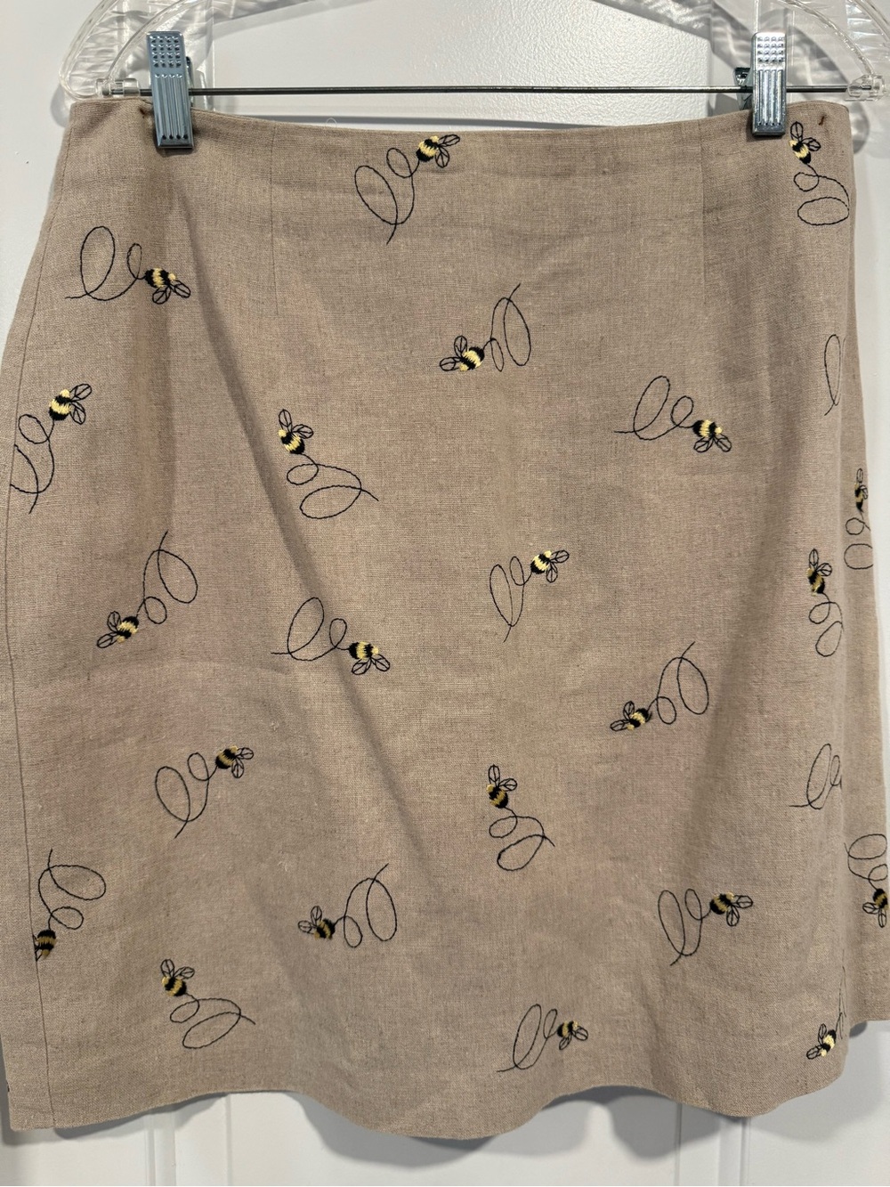Talbots Linen Blend Skirt Bee Embroidery Size 12